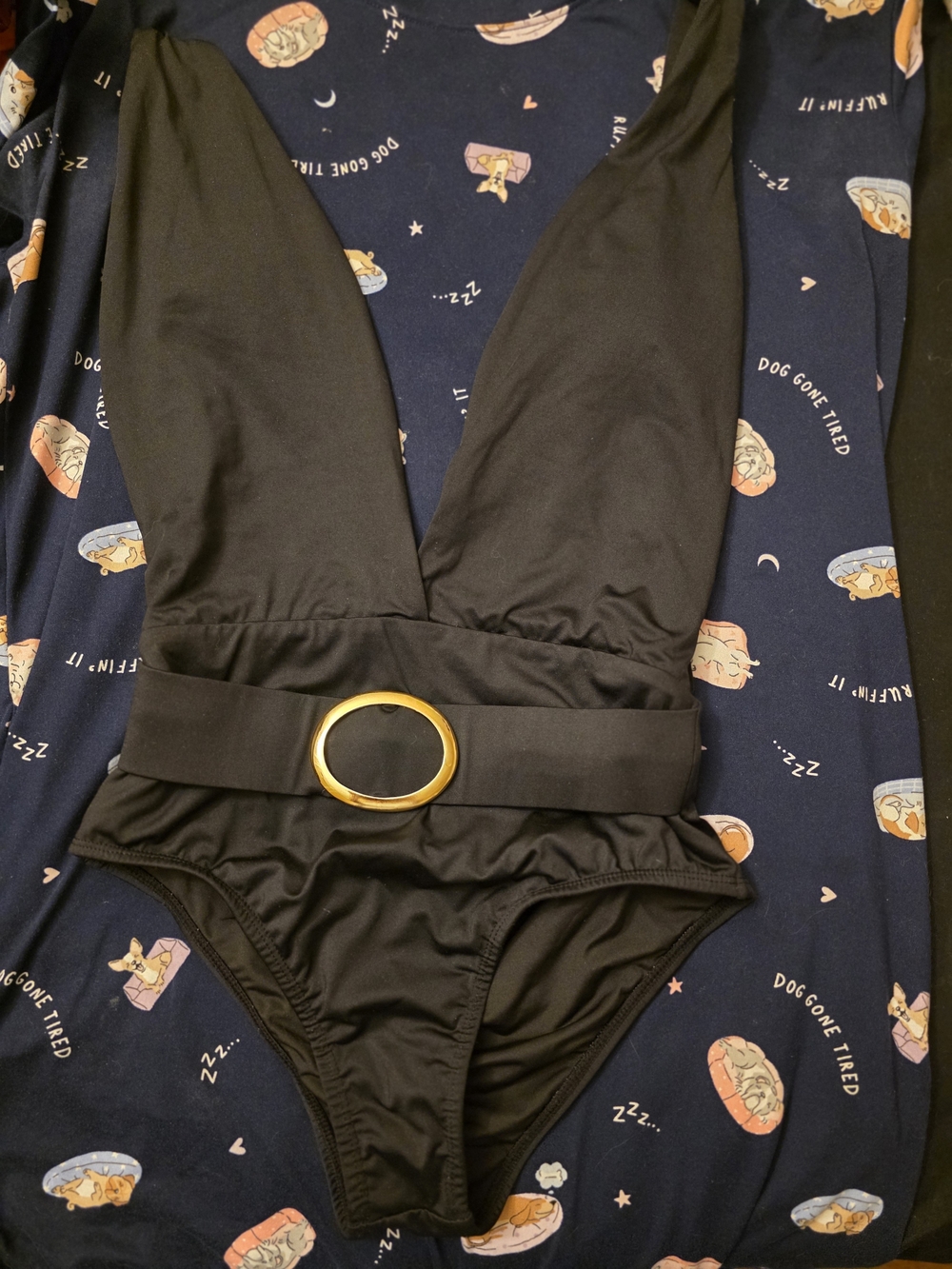 Jantzen Black One-Piece Swimsuit with Gold Buckle